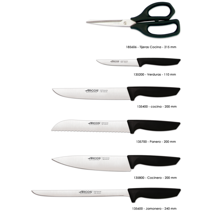 Bloc de 5 couteaux + ciseaux, Arcos, gamme niza