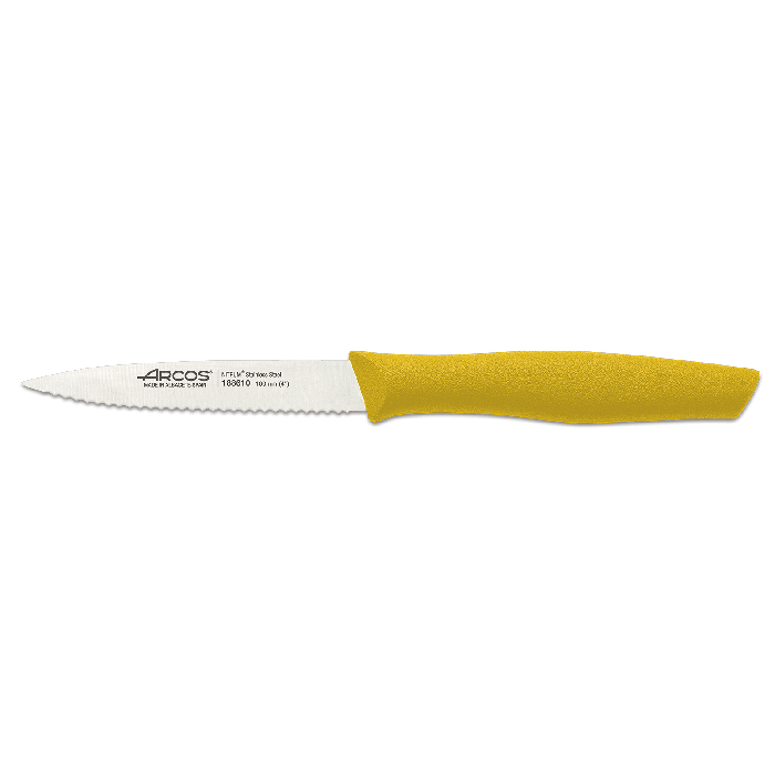 Choice 3 1/4 Serrated Edge Paring Knife with White Handle