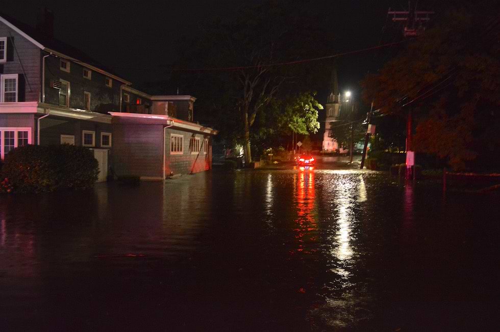 Flooding on Myrtle Avenue from Deadman Brook on Sept. 2, 2021. / Photo by Thane Grauel