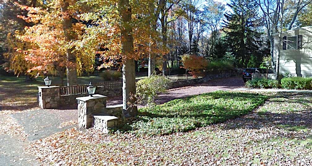 Stone pillars still standing despite rightofway encroachment