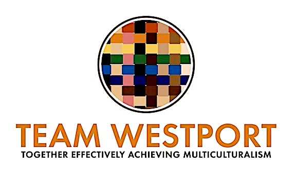 The new TEAM Westport logo, a tapestry-like design that aims to reflect the “intersectionality” of race, gender, ethnicity and religious issues for which the committee advocates.