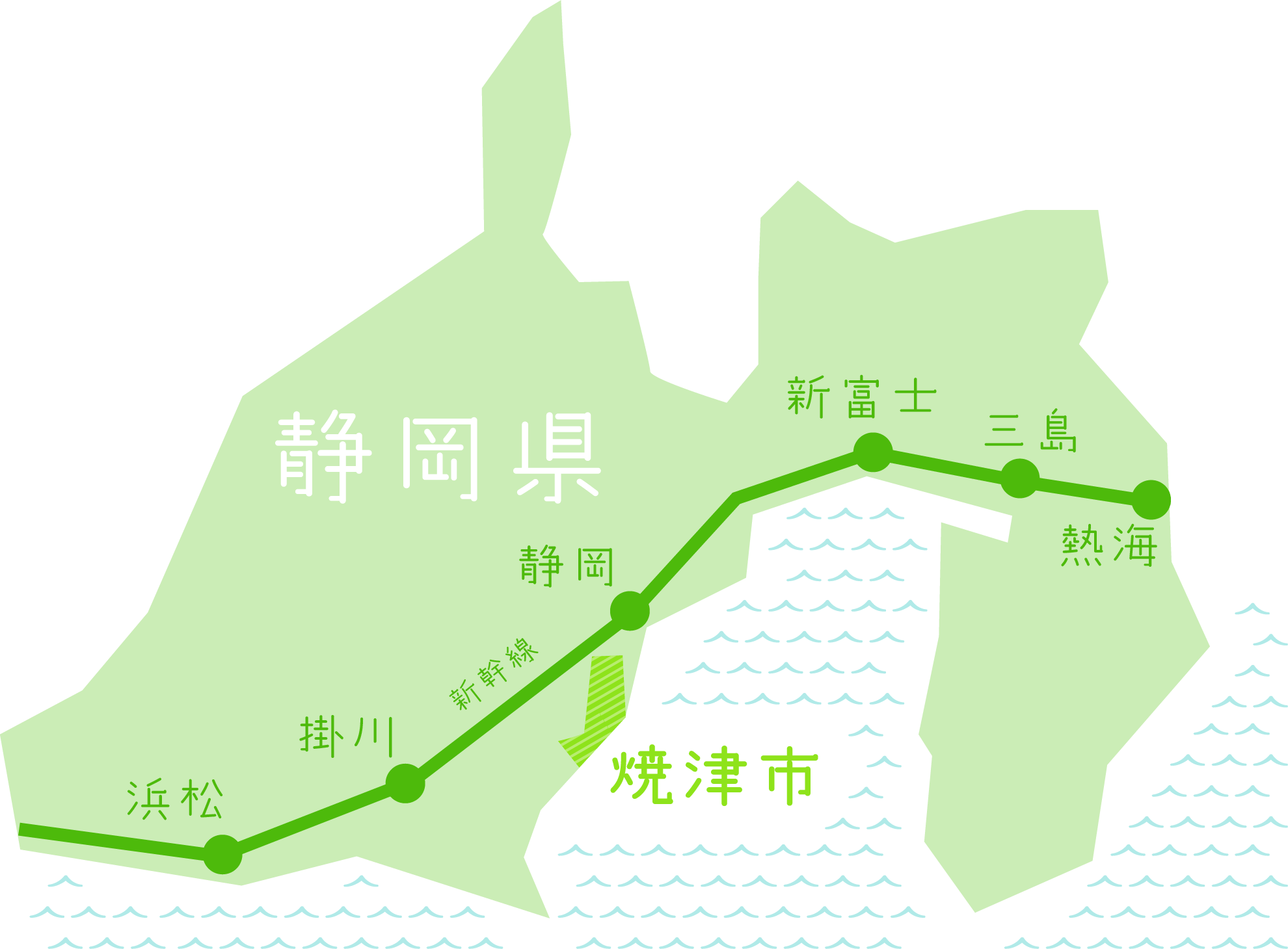 静岡県の中部に位置し、県庁所在地の静岡市とは隣接しています