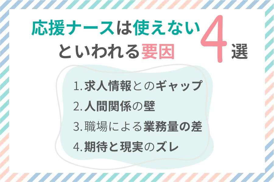 応援ナースは使えないといわれる4つの要因の図解
