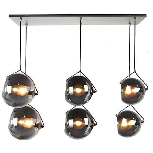 Hanglamp Orb -armatuur zwart -glas smoke -6-lichts -Expo Trading Holland