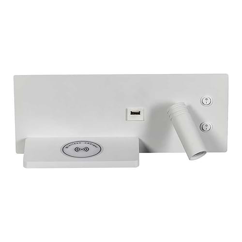 Moderne wandlamp Nighty (rechts) met draadloze oplader -wit -lengte 30 cm -Expo Trading Holland