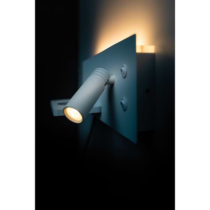 05-WL1342-31. Moderne wandlamp Nighty met draadloze oplader, wit, lengte 30 cm. ETH, Expo Trading Holland, Webo Verlichting Showroom lampen online, lampen inspiratie Beuningen bij Nijmegen.