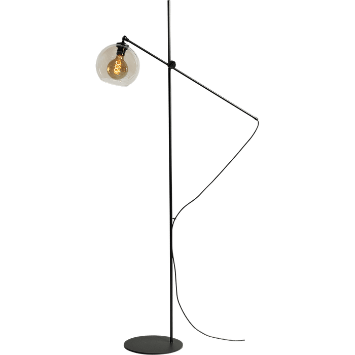 Vloerlamp Bella - 1-lichts zwart - hoogte:161cm glas smoke Ø20cm - MASTERLIGHT