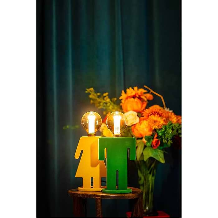 Tafellamp Eve retro in velvet geel hoogte 24 cm breedte 16 cm E27 60W van Expo Trading Holland