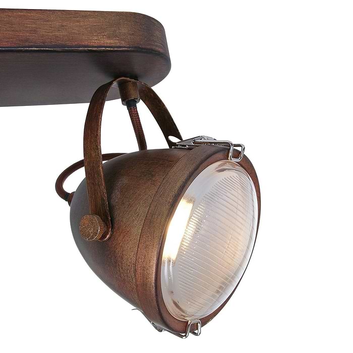 Industriële plafondlamp 3-lichts spot - bruin gevlekt - roestbruin - Paco - MEXLITE - 1314B - industrie lamp - industriële plafondlamp - landelijk - industrieel - Mexlite