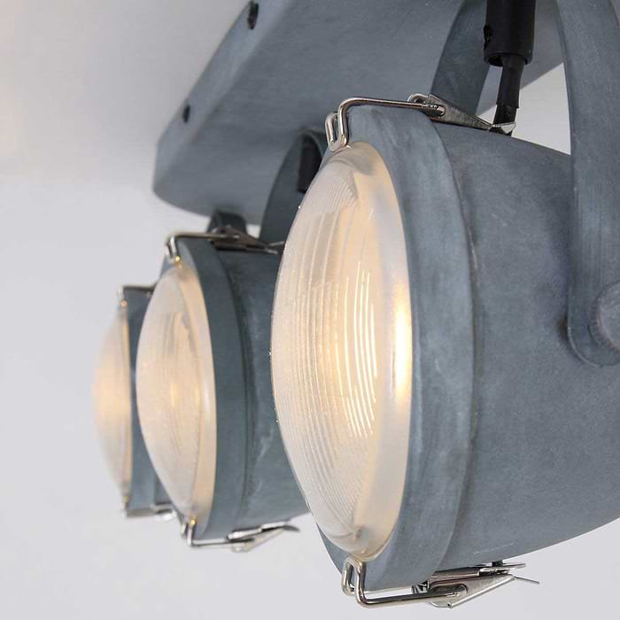 Industriële plafondlamp 3-lichts spot - grijs - Paco - MEXLITE - 1314GR - industrie lamp - industriële plafondlamp - landelijk - industrieel - Mexlite