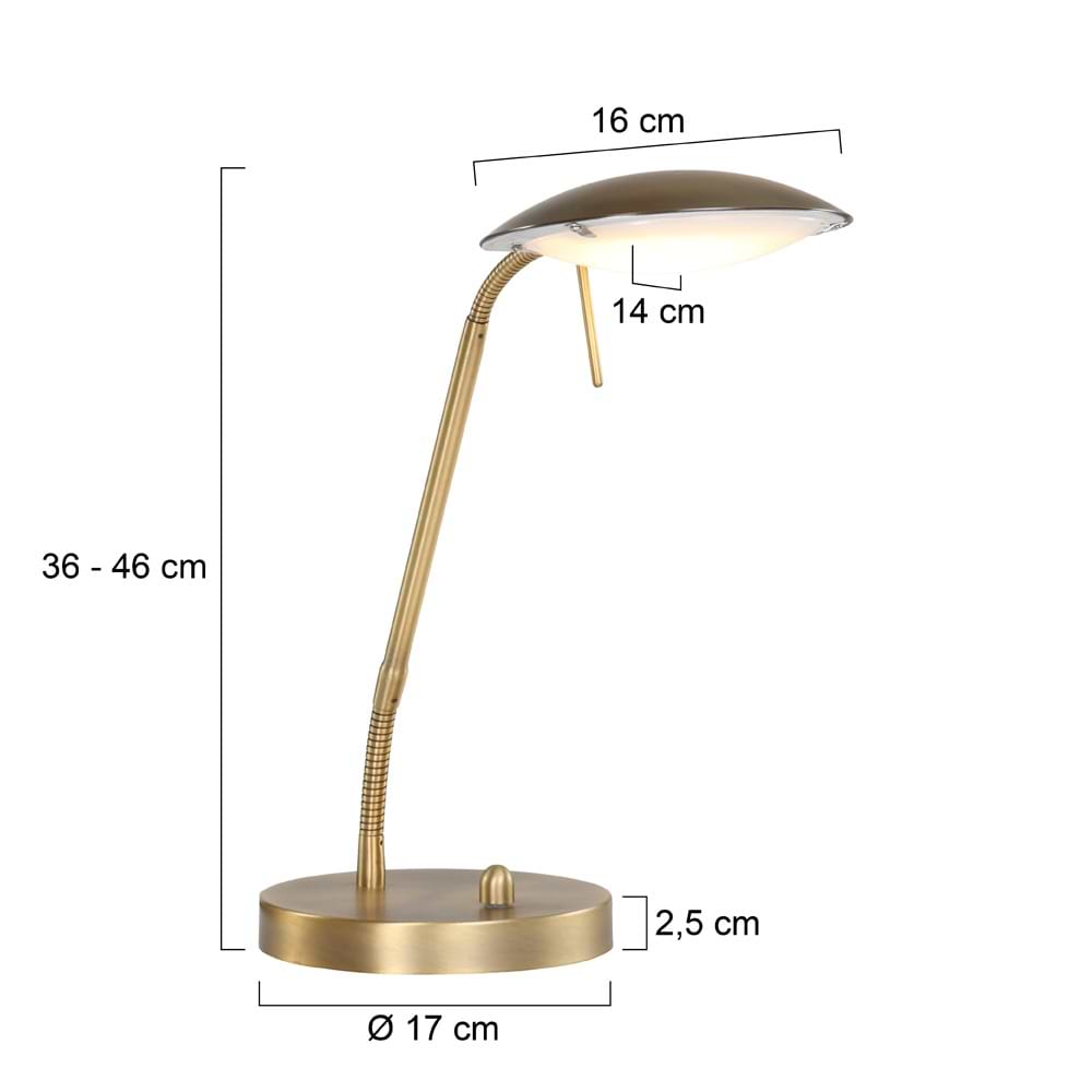Bureaulamp, leeslamp, tafellamp, LED, brons, Eloi, MEXLITE, 1315BR, modern- Mexlite - 1315BR - Webo Verlichting