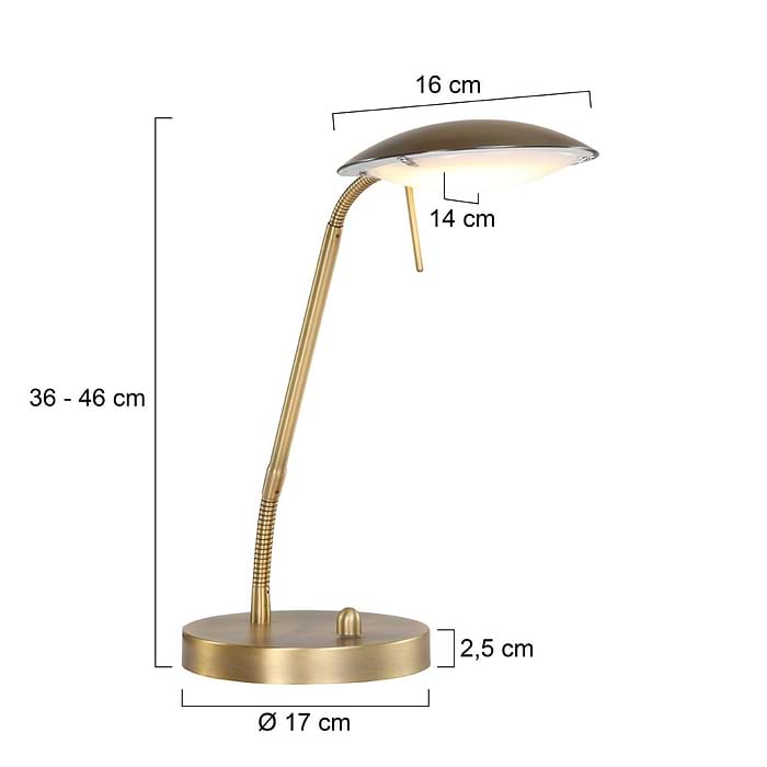 Bureaulamp - leeslamp - tafellamp - 1-lichts LED - brons - Eloi - MEXLITE - 1315BR - tafellamp- klassiek- modern- Mexlite