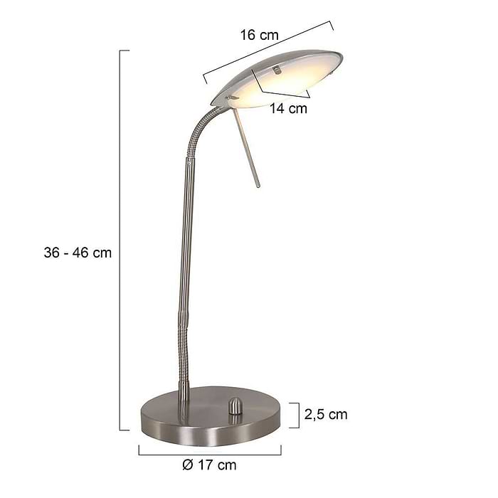 Bureaulamp - leeslamp - tafellamp - 1-lichts LED - staal - Eloi - MEXLITE - 1315ST - tafellamp- klassiek- modern- Mexlite