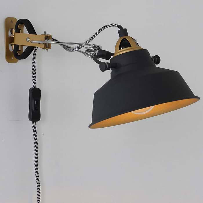 Industriële wandlamp en klemlamp in één - 1-lichts clip MEXLITE - 1320ZW - wandlamp - industrieel- Mexlite