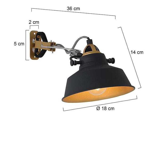 Industriële wandlamp en klemlamp in één - 1-lichts clip MEXLITE - 1320ZW - wandlamp - industrieel- Mexlite