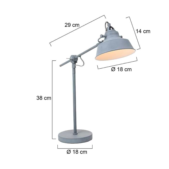 Tafellamp 1-lichts metaal MEXLITE STEINHAUER - 1321GR - Tafellamp- Mexlite- Mexlite- Trendy- Grijs  betonlook-