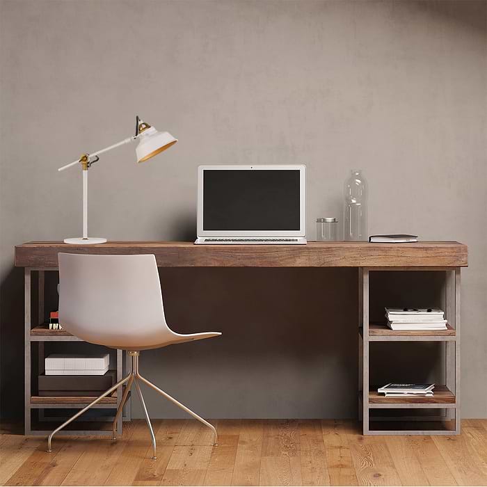 Industriële tafellamp 1-lichts metaal MEXLITE STEINHAUER - 1321W - Tafellamp - Bureaulamp - Industrieel - Mexlite - Mexlite - Trendy - Wit