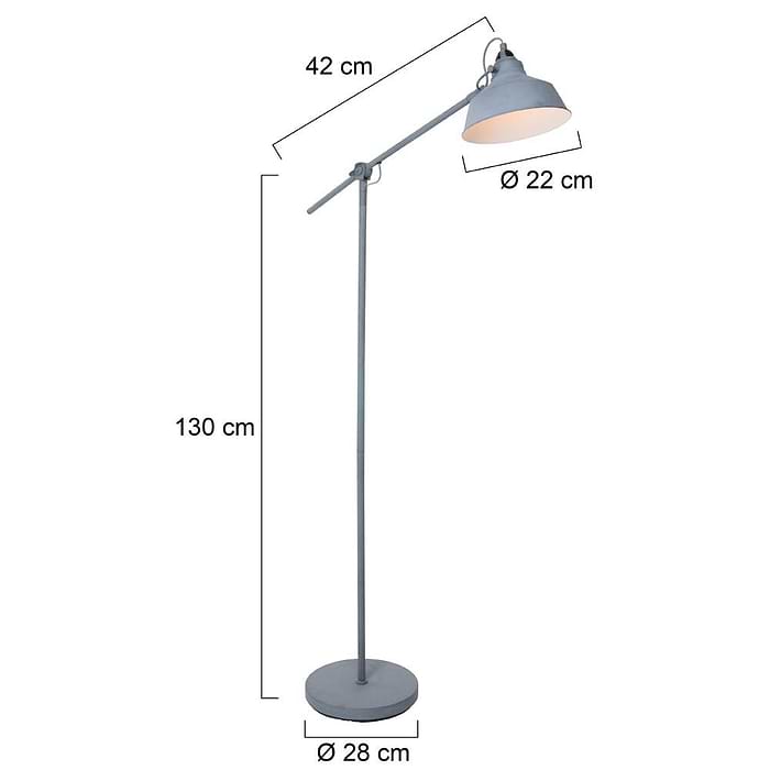 Vloerlamp 1-lichts metaal MEXLITE STEINHAUER - 1322GR - Vloerlamp- Mexlite- Mexlite- Trendy- Grijs  betonlook-