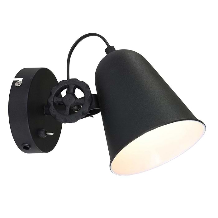 Industriële wandlamp - bedlamp - leeslamp - 1-lichts metaal  ANNE LIGHTING - 1323ZW - Wandlamp - Anne Lighting - Dolphin - Retro - Industrieel - Zwart