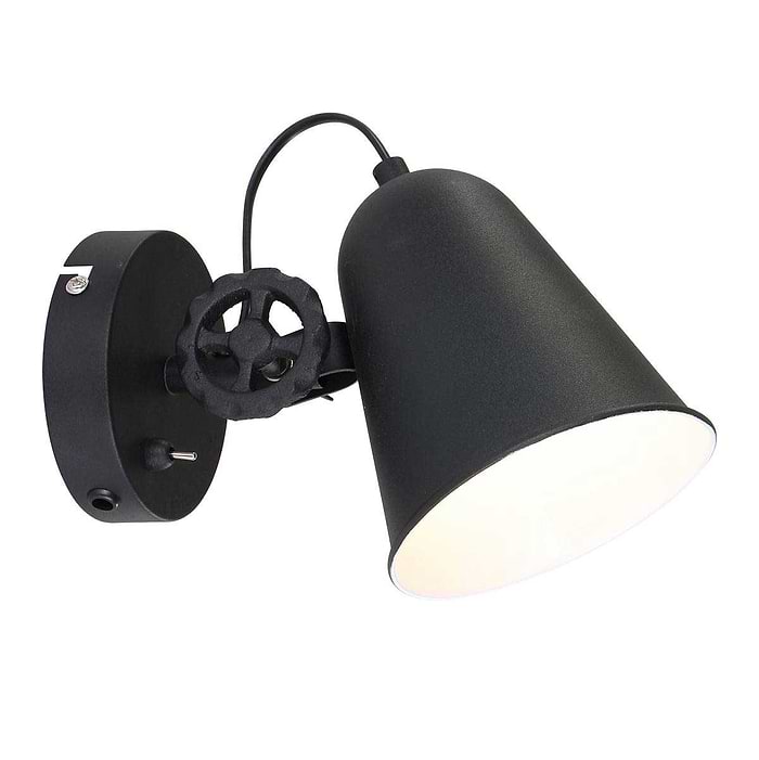 Industriële wandlamp - bedlamp - leeslamp - 1-lichts metaal  ANNE LIGHTING - 1323ZW - Wandlamp - Anne Lighting - Dolphin - Retro - Industrieel - Zwart