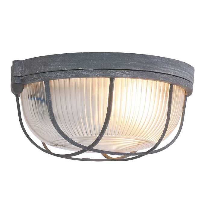 Industriële plafondlamp - industriële wandlamp- 1-lichts beton rond MEXLITE - 1342GR - industriële plafondlamp - industriële wandlamp - industrielamp - Mexlite- Industrieel - Landelijk- Grijs  - Metaal Glas
