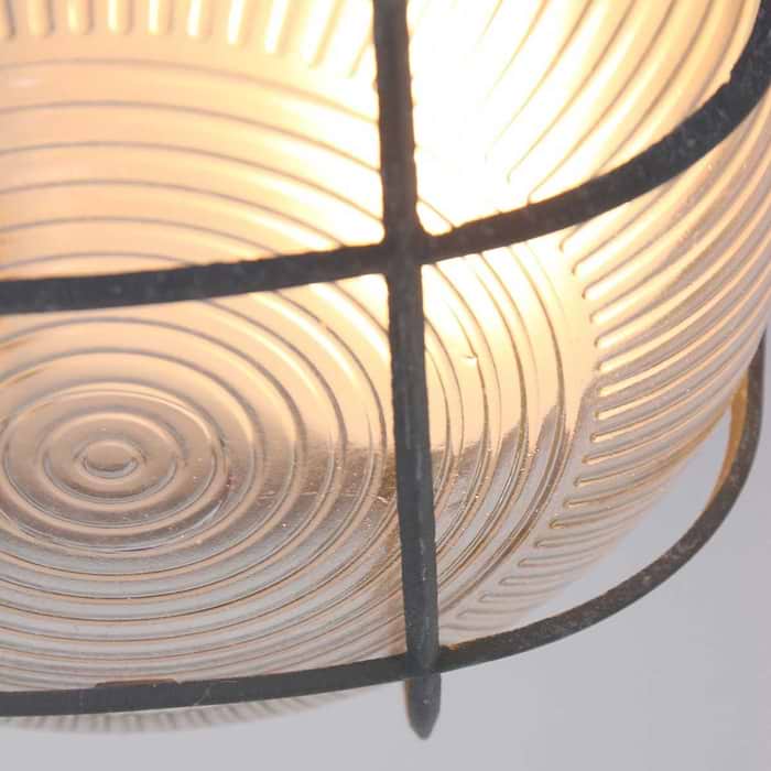 Industriële plafondlamp - industriële wandlamp- 1-lichts beton rond MEXLITE - 1342GR - industriële plafondlamp - industriële wandlamp - industrielamp - Mexlite- Industrieel - Landelijk- Grijs  - Metaal Glas