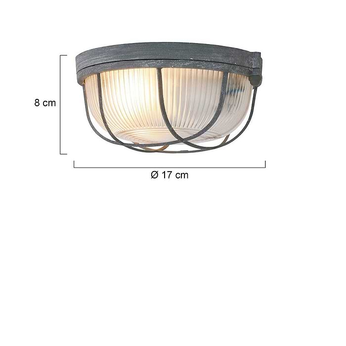 Industriële plafondlamp - industriële wandlamp- 1-lichts beton rond MEXLITE - 1342GR - industriële plafondlamp - industriële wandlamp - industrielamp - Mexlite- Industrieel - Landelijk- Grijs  - Metaal Glas