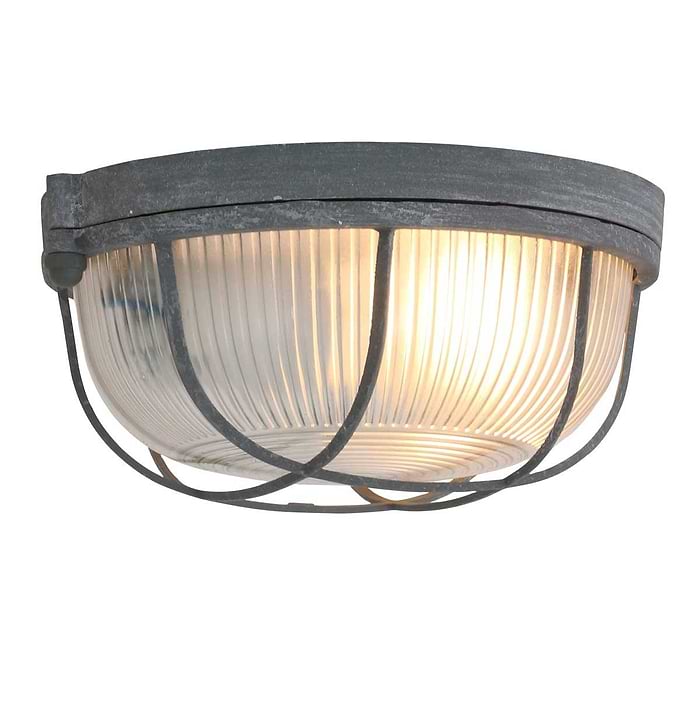 Industriële plafondlamp - industriële wandlamp- 1-lichts beton rond MEXLITE - 1342GR - industriële plafondlamp - industriële wandlamp - industrielamp - Mexlite- Industrieel - Landelijk- Grijs  - Metaal Glas