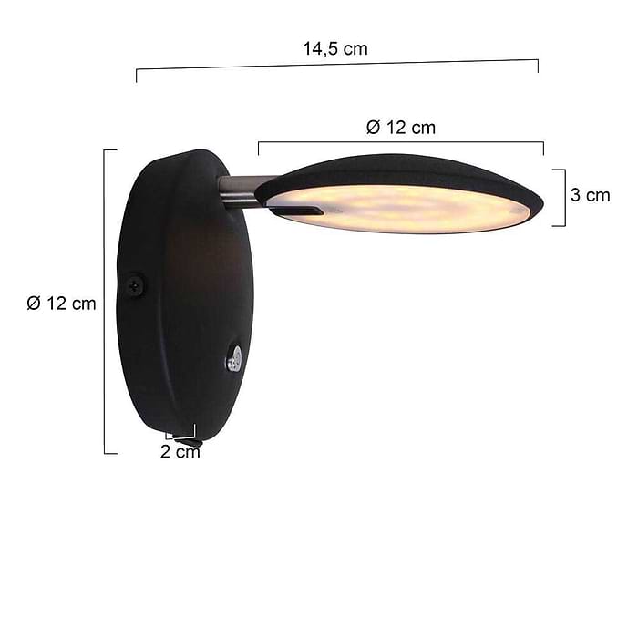 Wandlamp - leeslamp - bedlamp - zwart - 1-lichts STEINHAUER - 1442ZW - Wandlamp - leeslampje -  bedlampje - Steinhauer- Zenith LED - Design - Minimalistisch design - Zwart - Metaal Kunststof