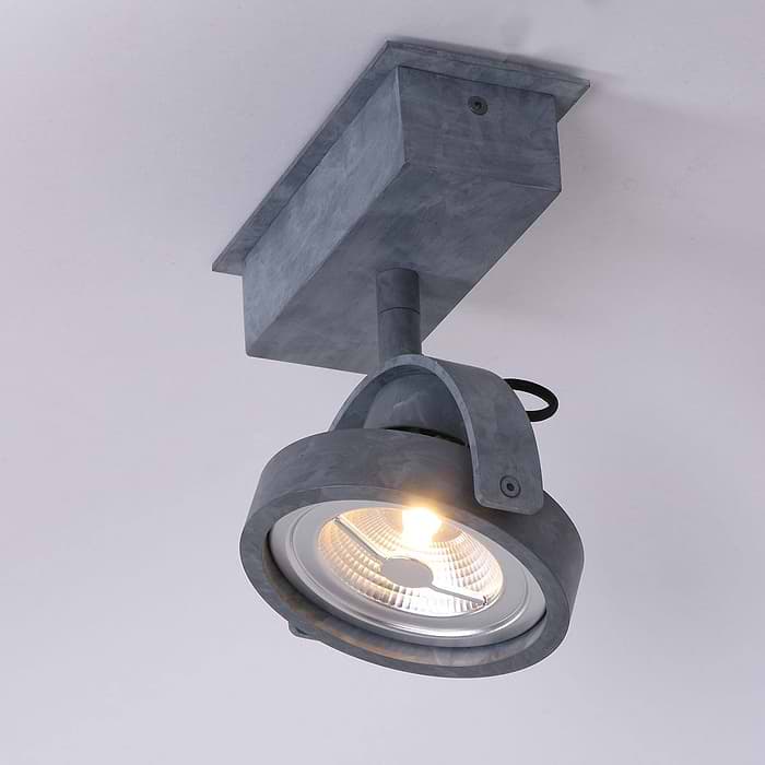 Industriële plafondspot - opbouwspot -  1-lichts LED MEXLITE - 1450GR - Spots - Plafondlamp met 1 spot - industriële spot - Mexlite - Industrieel - Stoer- Grijs  - Metaal