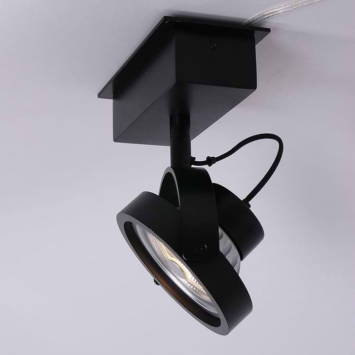 Industriële plafondspot - opbouwspot -  1-lichts LED MEXLITE - 1450ZW - Spots - Plafondlamp met 1 spot - industriële spot - Mexlite - Industrieel - Stoer- Zwart  - Metaal