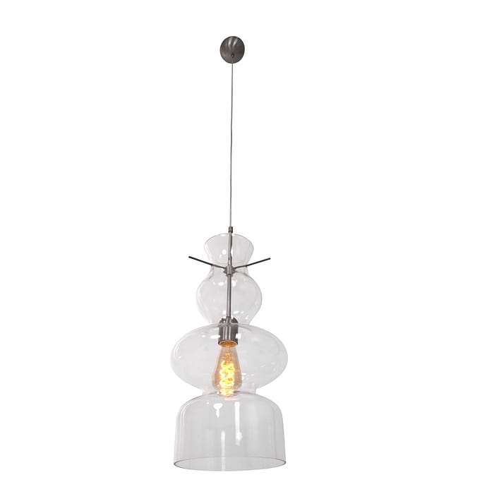 Hanglamp 1-lichts E27 60W doorzichtig glas - staal en grijs - Anne lightning