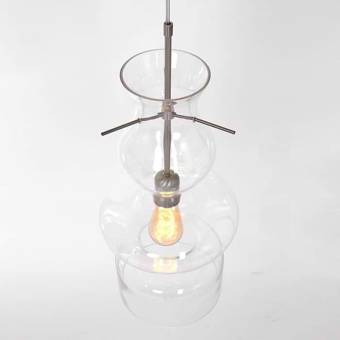 Hanglamp 1-lichts E27 60W doorzichtig glas - staal en grijs - Anne lightning