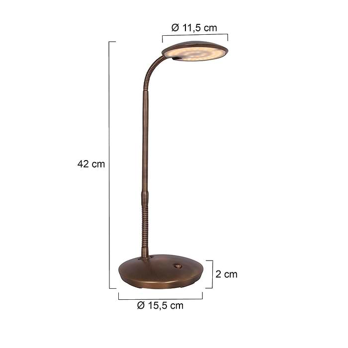 Tafellamp - bureaulamp - leeslamp - 1-lichts LED 6W STEINHAUER - 1470BR - Tafellamp - Bureaulamp - Steinhauer- Zenith LED- Klassiek - Landelijk- Brons - Metaal