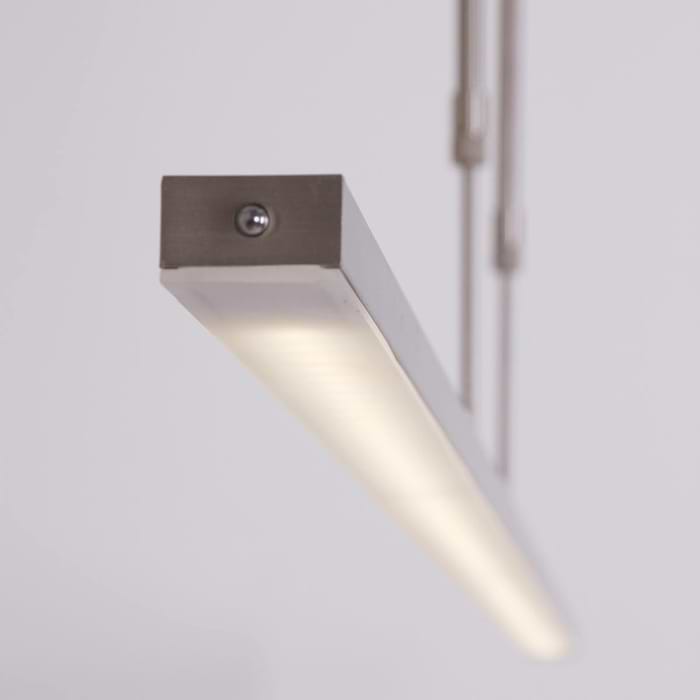 Smalle hanglamp LED 122 cm dimbaar STEINHAUER - 1482ST- Hanglamp- Steinhauer- Zelena LED- Modern - Design- Staal met witte pirex onderstrip- Metaal