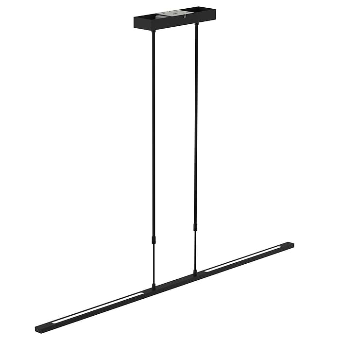 Smalle hanglamp LED 122 cm dimbaar STEINHAUER - 1482ZW - Hanglamp- Steinhauer- Zelena LED- Modern - Design- Zwart  Zwart met witte pirex onderstrip- Metaal