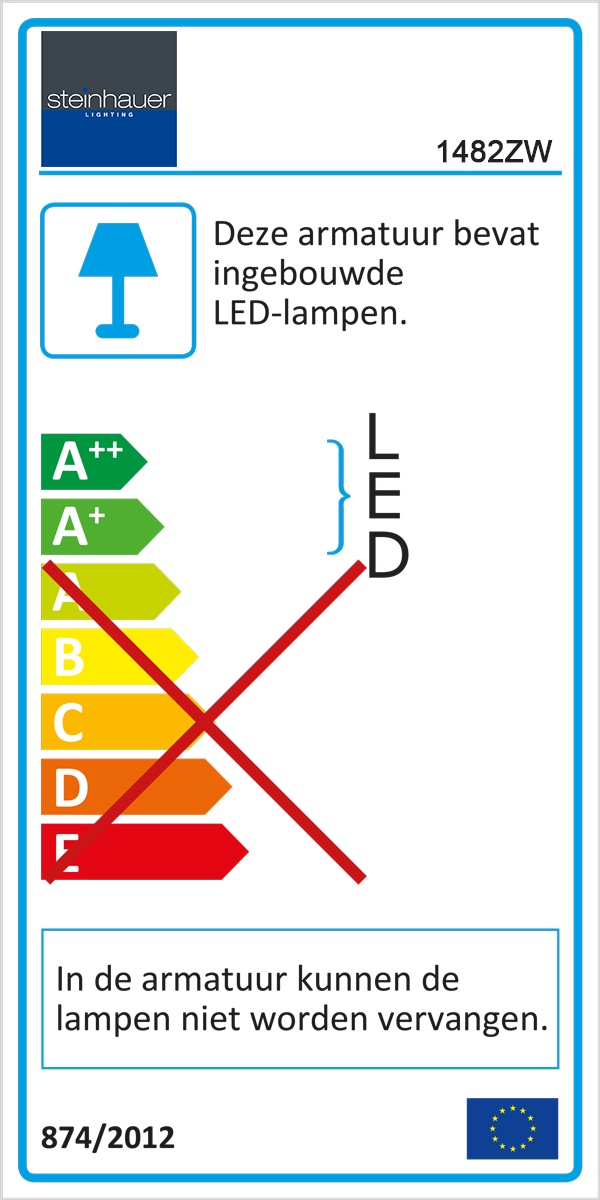 Smalle hanglamp LED 122 cm dimbaar STEINHAUER - 1482ZW - Hanglamp- Steinhauer- Zelena LED- Modern - Design- Zwart  Zwart met witte pirex onderstrip- Metaal