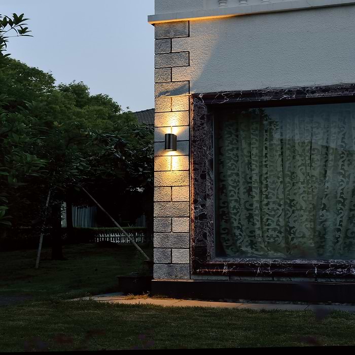 Buitenlamp 2-lichts wand rond GU10 STEINHAUER - 1496ZW - Tuinverlichting - Buitverlichting- Steinhauer- Logan- Modern- Zwart  - Aluminium
