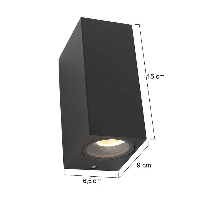 Buitenlamp 2-lichts wand rechth GU10 STEINHAUER - 1497ZW - Tuinverlichting - Buitverlichting- Steinhauer- Logan- Modern- Zwart  - Aluminium