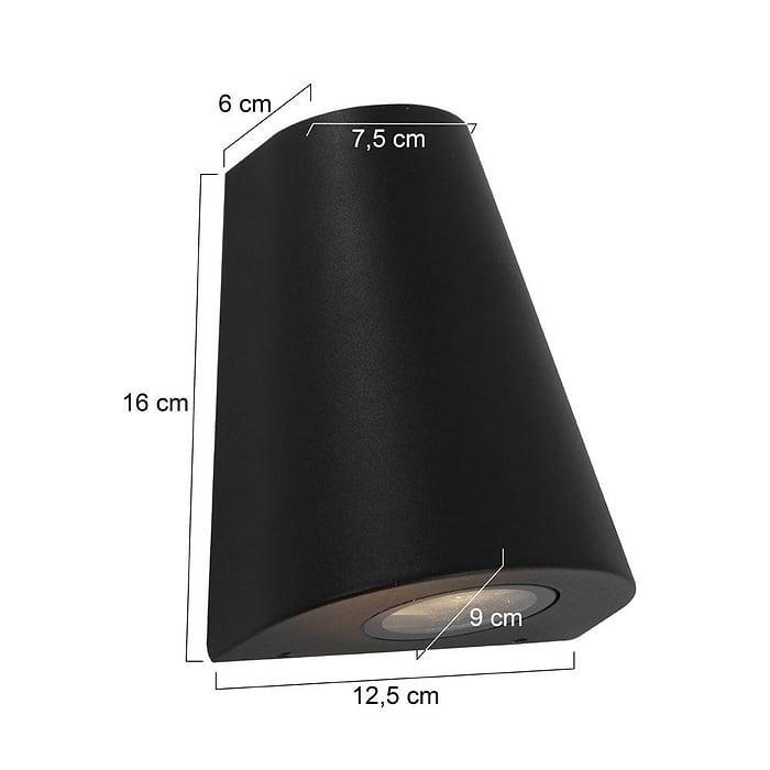 Buitenlamp 2-lichts wand ovaal  GU10 STEINHAUER - 1498ZW - Tuinverlichting - Buitverlichting- Steinhauer- Logan- Modern- Zwart  - Aluminium