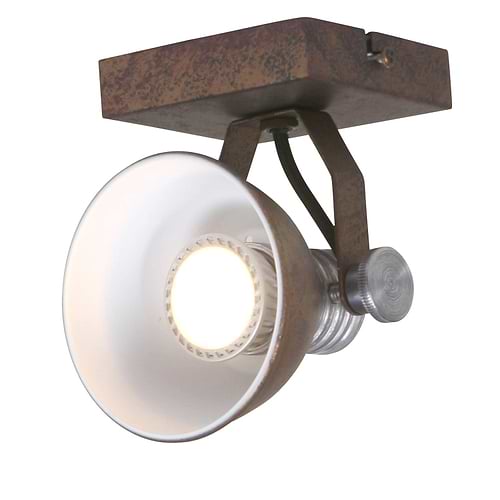 Industriële spot voor plafond en wand - 1-lichts GU10 STEINHAUER - 1533B - Wandlamp - Industrie spot - opbouwspot - wandspot - leeslamp - bedlamp - industrie lamp - plafond spot - Steinhauer - Brooklyn - Industrieel - Stoer - Bruin - Bruin gevlekt met staal accenten- Metaal