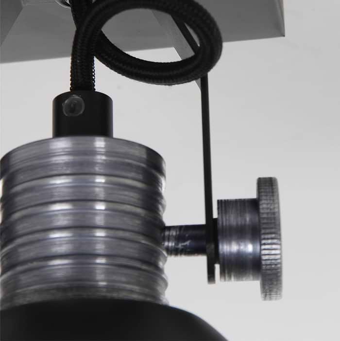 Industriële spot voor plafond en wand - 1-lichts GU10 STEINHAUER - 1533ZW - Wandlamp - Industrie spot - opbouwspot - wandspot - leeslamp - bedlamp - industrie lamp - plafond spot - Steinhauer - Brooklyn - Industrieel - Stoer - Zwart  Zwart met staal accenten - Metaal