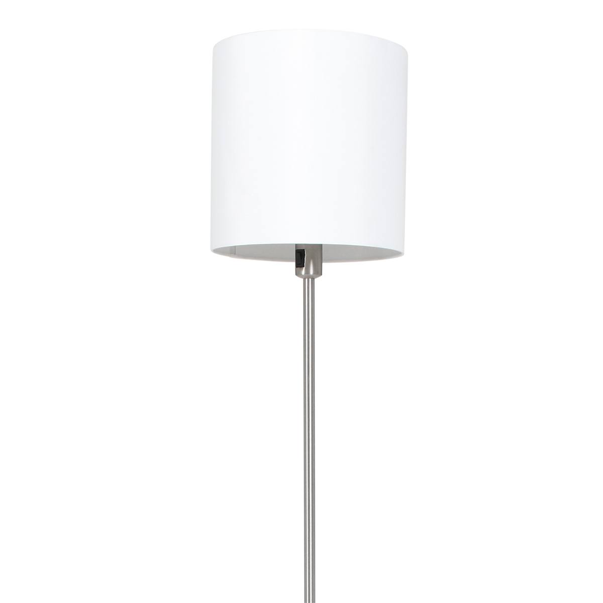 Vloerlamp, staal inclusief witte linnen kap, 160 cm hoog, Noor, 1564ST, Mexlite. De lamp te met een schakelaar op het armatuur. - - Webo Verlichting