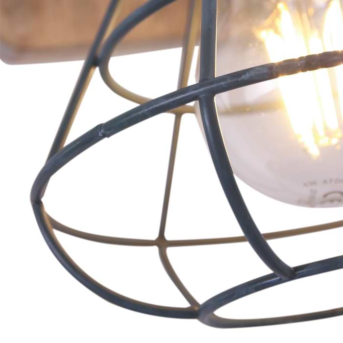 Spot 1-lichts E27 - grijs en hout - Guersey - Anne light & home