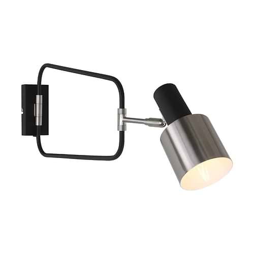 Wandlamp 1-lichts zwart met staal - metaal - Fjorgard - Anne light & home