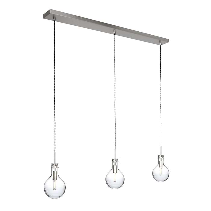 Hanglamp 3-lichts glas E14 (incl. LED lamp) - staal en transparant - Elegance LED - Steinhauer