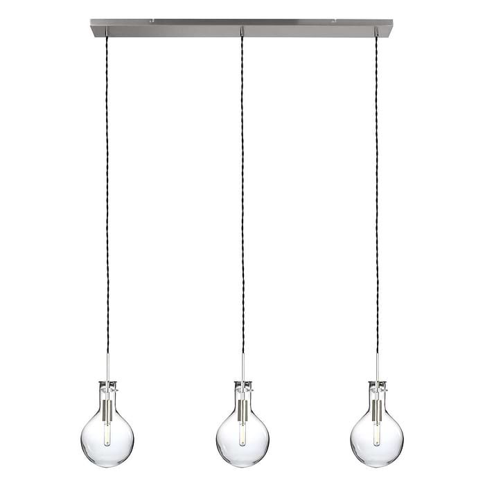 Hanglamp 3-lichts glas E14 (incl. LED lamp) - staal en transparant - Elegance LED - Steinhauer