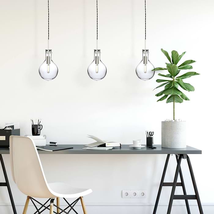 Hanglamp 3-lichts glas E14 (incl. LED lamp) - staal en transparant - Elegance LED - Steinhauer