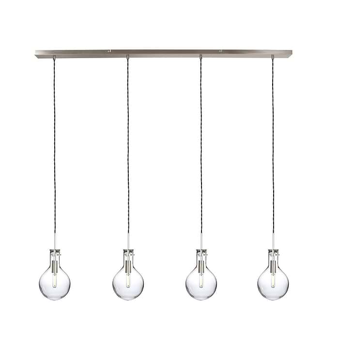 Hanglamp 4-lichts glas E14 (incl. LED lamp) - staal en transparant - Elegance LED - Steinhauer