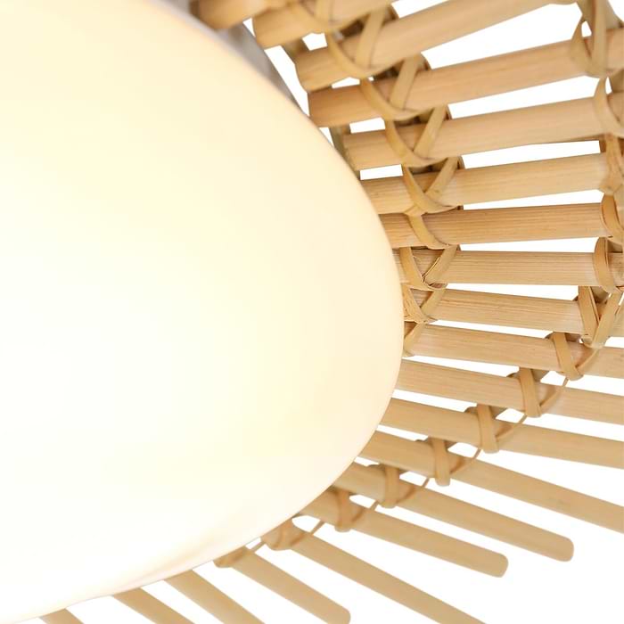 Plafondlamp 7827w+bamboo ring - wit en hout - Aura - Anne light & home